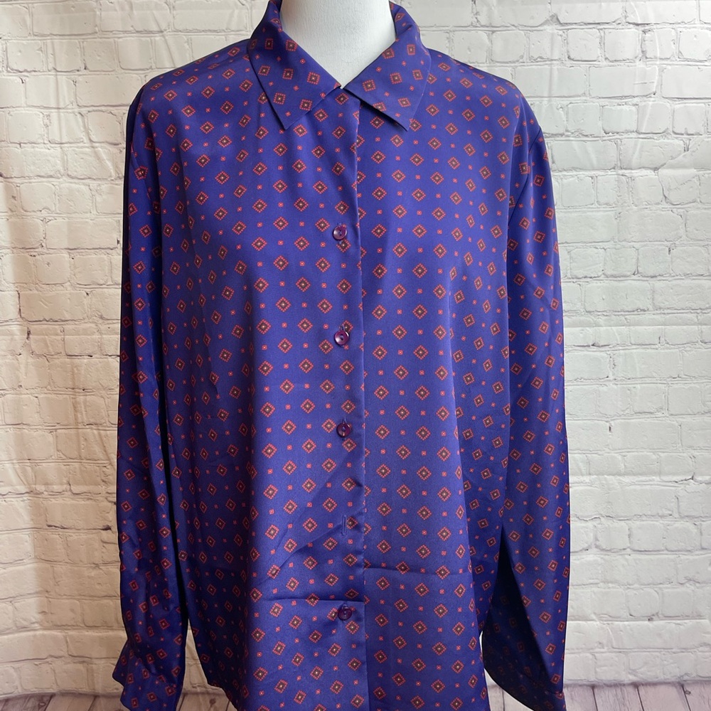 Vintage Haberdashery Silky Button Down Blouse Size 16